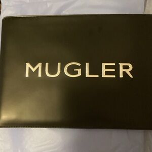 Mugler Black and Silver Logo Laptop Pouch
